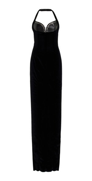 anthropologie black knit dress Bakir Halter Cutout Bustier Maxi Dress In Black XS