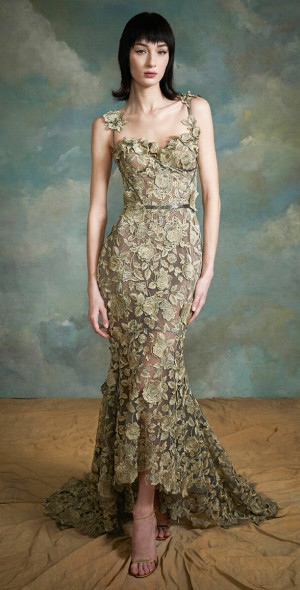 slim fit dress slacks Gold Embroidered Tulle Gown main image 1