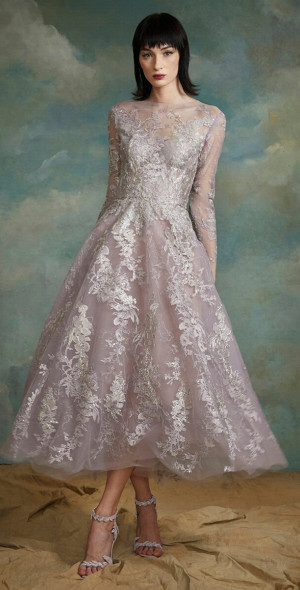 Marchesa - - Lace-Detailed Chiffon Sheath A-Line Midi Dress - Light Pink -  US 4 - Only At Moda Operandi