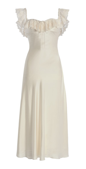 Mirror Palais - - Sonata Silk-Charmeuse Lady-Length Dress - Ivory - M