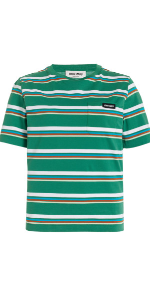 Tシャツ・カットソー MIU MIU Striped cotton jersey T-shirt Miu Miu - - Striped Cotton Jersey T-Shirt - Green - L