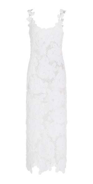 knee length dresses for ladies Bow-Detail Pleated A-Line Midi Dress in Ivory - 8