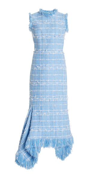 ワンピース theredthread S ribbon dress pleats Oscar de la Renta - - Draped Ribbon Tweed Midi Dress - Blue - US 8
