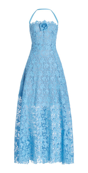 lace overlay skater dress Lace Up Skater Dress main image 1