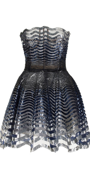 Oscar de la Renta - - Sequin-Embroidered Waves Mini Dress - Black/white -  US 6
