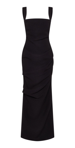 paris georgia raf draped jersey maxi dress Paris Georgia - - Raf Square-Neck Crepe Suiting Maxi Dress - Black - M