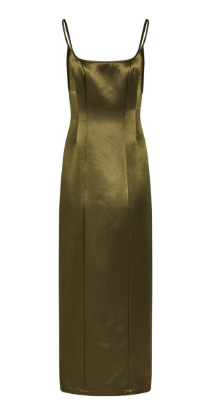 Paris Georgia - - Sammy Fitted Satin Midi Dress - Green - S - Only At Moda  Operandi