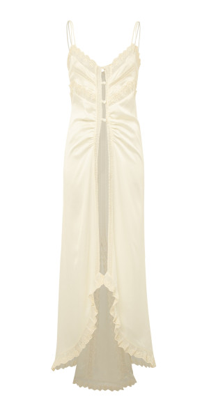 chinese dress ladies Women's White Cami 2024 Dress Lace Insert Ruffle Hem Cami Dress at Amazon  Women's Clothing store