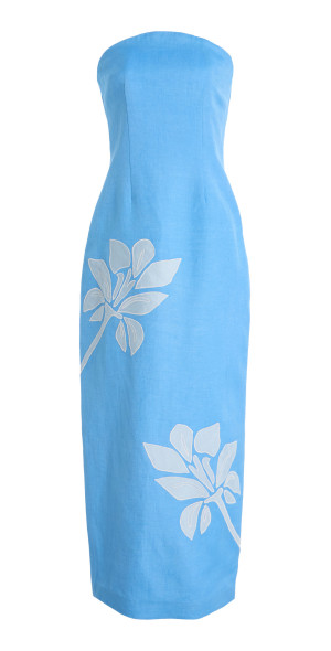 knee length dresses for ladies Strapless Linen Dress