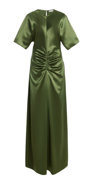 third form green dress One shoulder dress