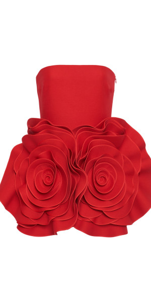 Valentino Garavani - - Floral-Detailed Wool-Blend Strapless Dress 