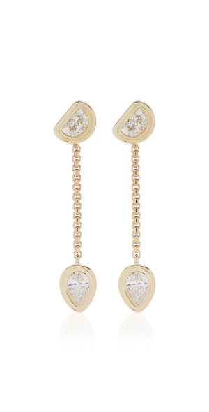 VRAI Toi et Moi Short 14K Yellow Gold Created Diamond Earrings