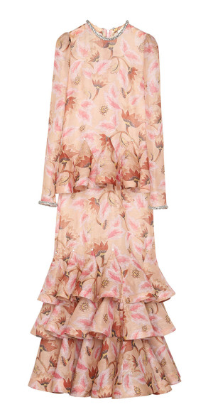 Zimmermann - - Illustration Printed Linen-Silk Chiffon Maxi Dress - Pink -  3 - Only At Moda Operandi