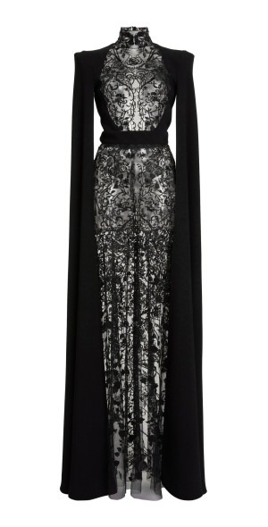 Zuhair Murad - - Sheer Embroidered Cape-Sleeve Maxi Dress