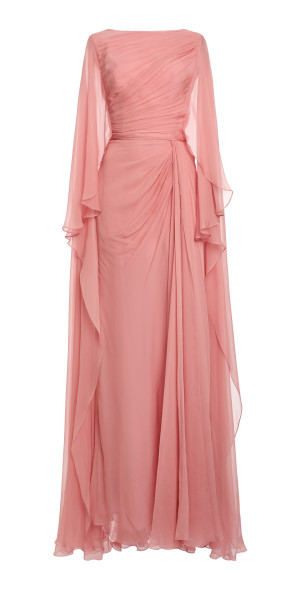 zuhair murad chiffon dress mimialeblanc wears a draped silk plum chiffon asymmetrical long dress  adorned with embroidered appliqus to the 2025 Joy Awards.  #zuhairmuradcouture