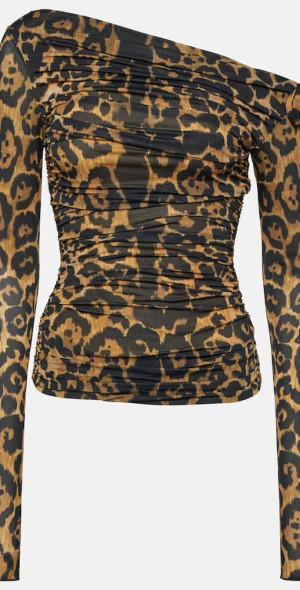 Blumarine - Floral-appliqu leopard-print top