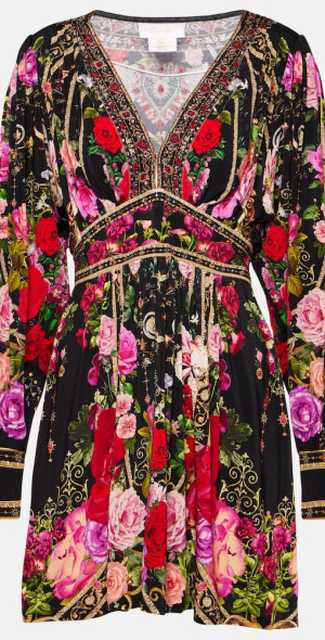 Camilladress One Shoulder Cut Out Floral Print Ruffle Mini Dress