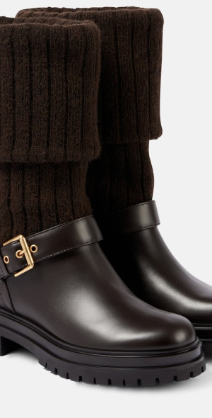 Gianvito Rossi - Thurso leather-trimmed biker boots