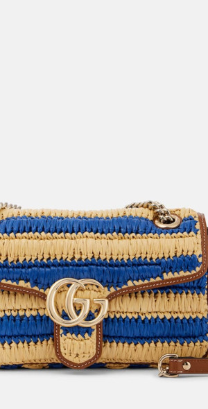 Gucci - GG Marmont Small raffia shoulder bag