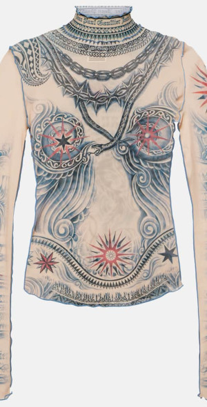 Jean Paul Gaultier - Tattoo Collection printed turtleneck top