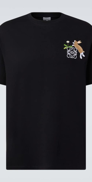 LOEWE Suna Fujita バニーTシャツ Black Loewe - x Suna Fujita Bunny cotton jersey T-shirt