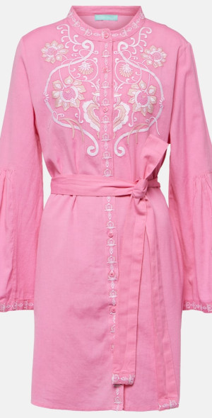 Melissa Odabash - Everly embroidered cotton and linen minidress