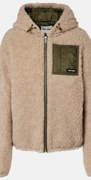 Miu Miu - Wool-blend teddy down jacket