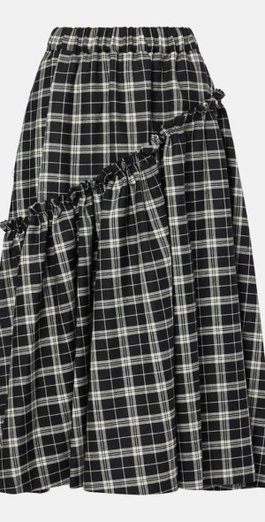 Noir Kei Ninomiya - Checked wool gabardine midi skirt