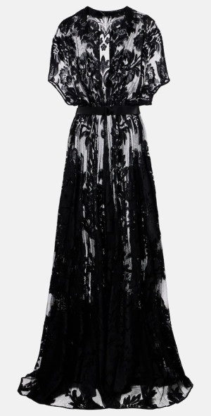 chinese dress ladies 80s Norma Kamali Velvet & Lace Dress | S-M