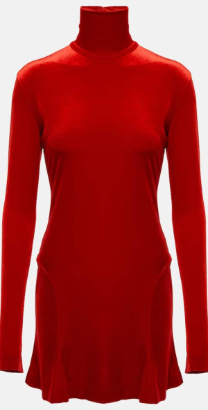 knee length dresses for ladies Norma Kamali Long Sleeve Turtleneck Mini Dress - Black main image 0
