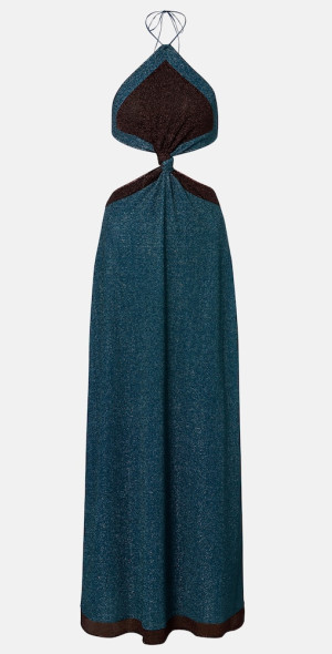 oseree halter dress Osree, Lumire metallic maxi dress, Women, Gold, XL, Dresses, Materialmix
