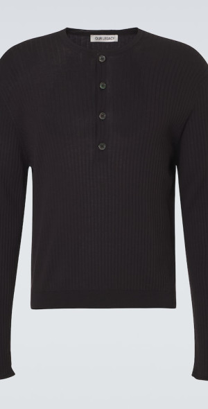 Our Legacy - Fine Henley ribbed-knit cotton sweater