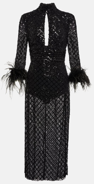 Rebecca Vallance Onyx sequined midi dress