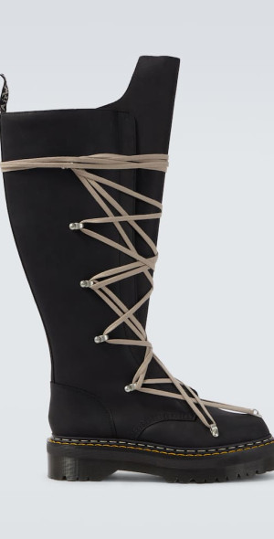 Rick Owens - x Dr. Martens 1B60 Quad Sole Pentalace knee-high boots