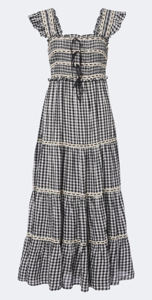Rixo - Chandra checked tiered cotton midi dress