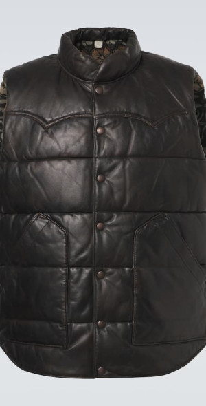 RRL - Leather puffer vest