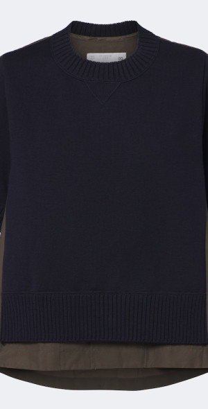 Sacai - Knitted cotton and cashmere-blend top