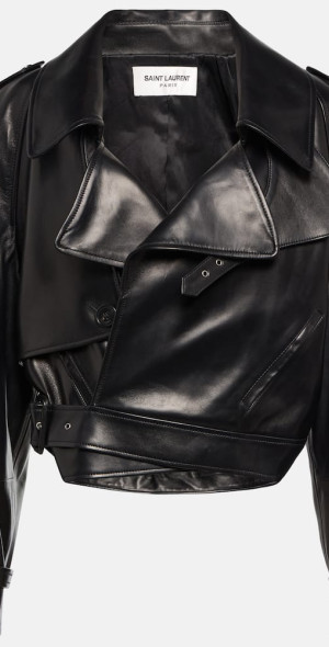 Saint Laurent Cropped leather biker jacket