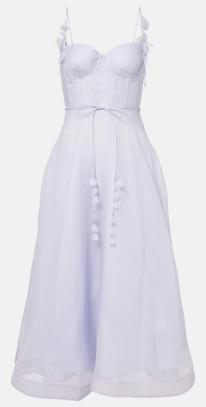 zimmermann silk corset dress Zimmermann Ivory Linen-Silk Luna Corset Midi Dress