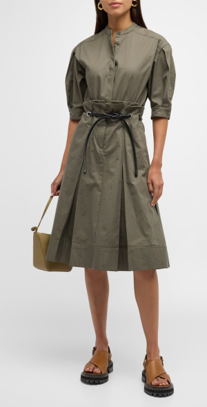 Phillip Lim Belted Origami Short-Sleeve Shirtdress