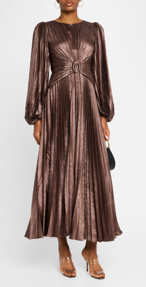 Acler - Norseman Metallic Pleated Midi Dress