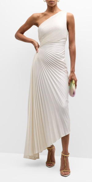 strapless open back dress SIDE TAB PLEATED DRESS – Maggy London