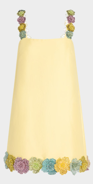 sachin and babi light blue dress Yellow Floral Embroidered Sleeveless A-Line Mini Dress