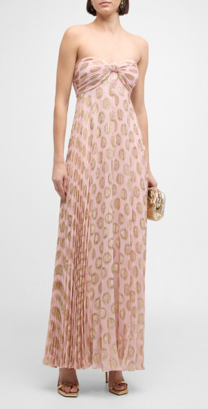 alexis dresses alexis joya gold lame pleated strapless maxi dress Gold Plisse Maxi Dress – CHIO DI STEFANIA D ONLINE