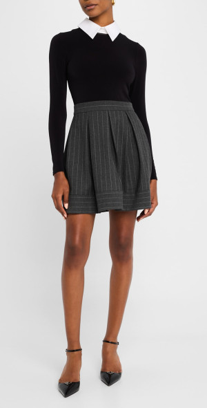 Alice + Olivia - Chara Long-Sleeve Pleated Dress with Collar