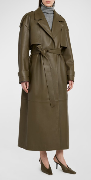ARMARIUM Ginevra Belted Nappa Leather Trench Coat
