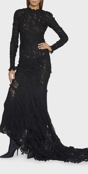 sheer balenciaga dress Balenciaga Naked Sheer Stretch Technical Tulle Dress in Black