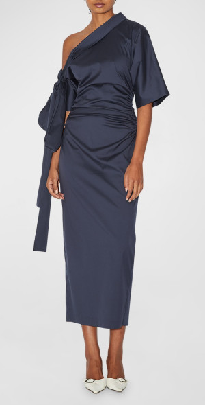 knee length dresses for ladies Bernadette Black Midi Dress with Contrast Detail main image 0