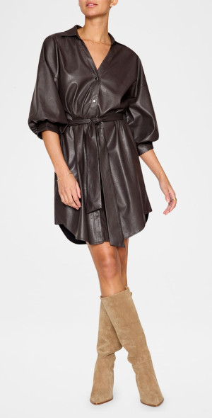 brochu walker vegan leather dress Brochu Walker Women's The Kate Belted Vegan Leather Dress