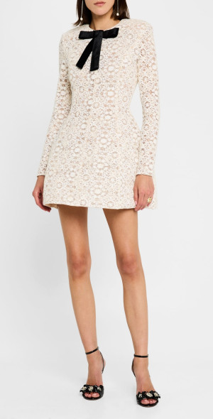 Bronx and Banco - Courtney Blanc Bow-Front Lace Mini Dress